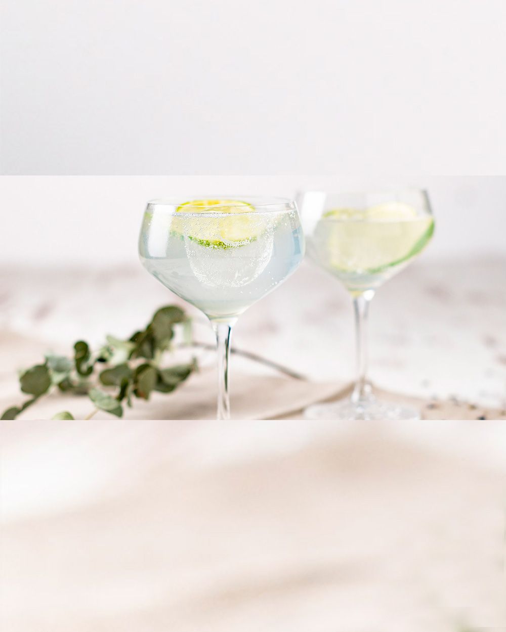 Zwei Gläser mit Hard Seltzer. 