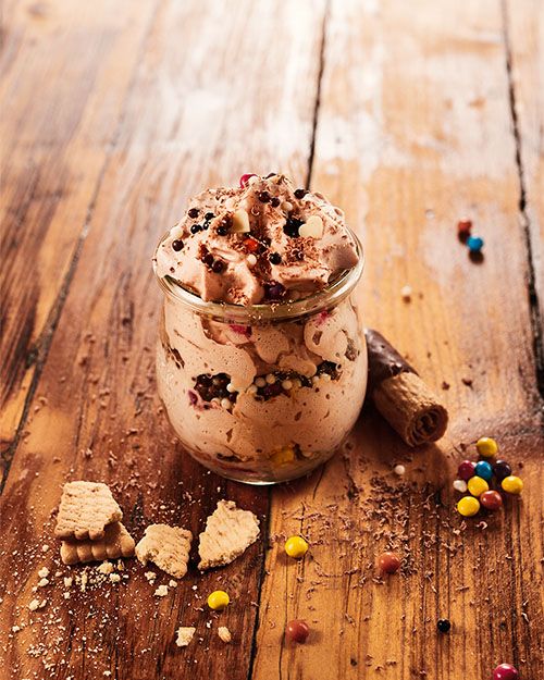 Ein Glas mit Nutella Mousse. 